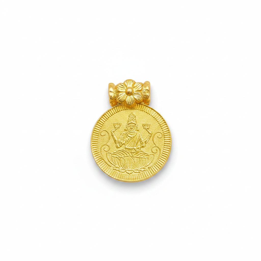 925 Silver Gold-Plated Lakshmi Devi Kasu Pendant for Women