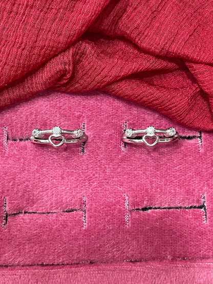92.5 Silver Heart Toe Rings | Premium Romantic Design | Jewellery