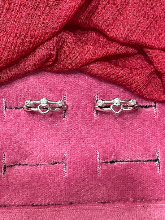92.5 Silver Heart Toe Rings | Premium Romantic Design | Jewellery
