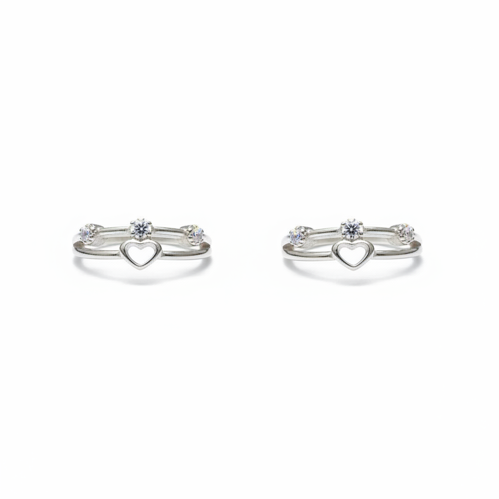 92.5 Silver Heart Toe Rings | Premium Romantic Design | Jewellery