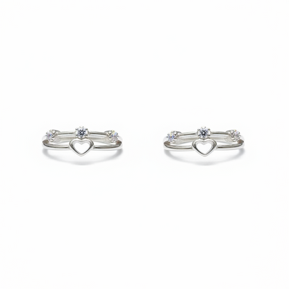 92.5 Silver Heart Toe Rings | Premium Romantic Design | Jewellery