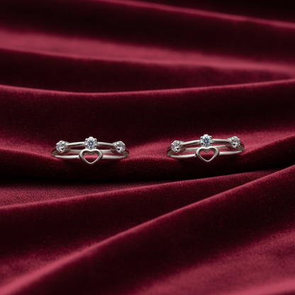 92.5 Silver Heart Toe Rings | Premium Romantic Design | Jewellery