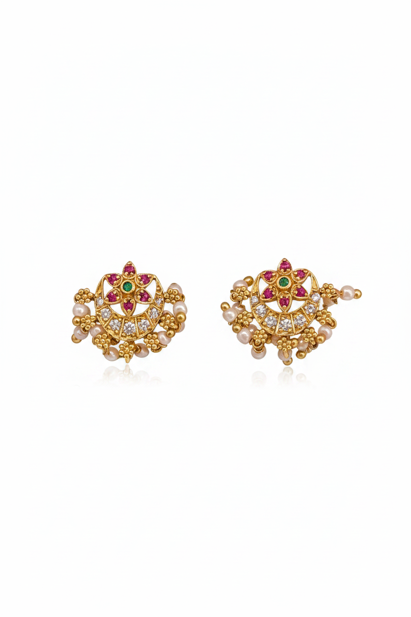 92.5 Silver Gold Plated Pearl Drop Studs