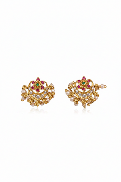 92.5 Silver Gold Plated Pearl Drop Studs