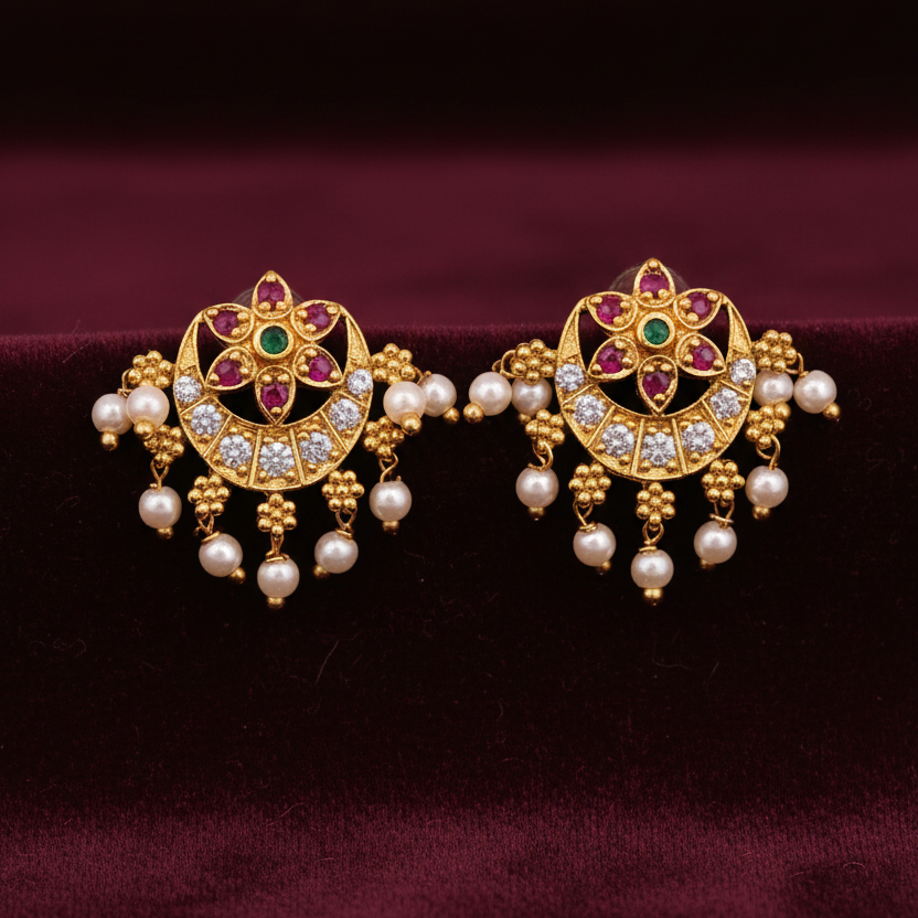 92.5 Silver Gold Plated Pearl Drop Studs