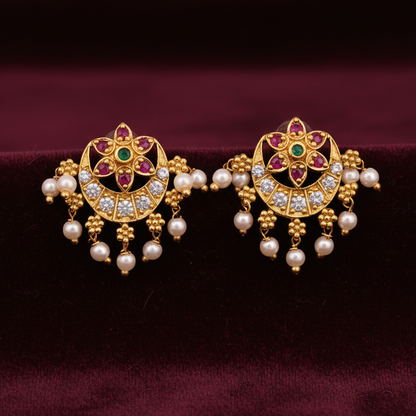 92.5 Silver Gold Plated Pearl Drop Studs