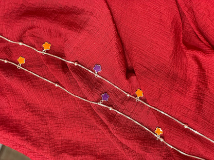 92.5 Silver Orange Flower Anklets | Premium Stylish Floral Design | Jewellery