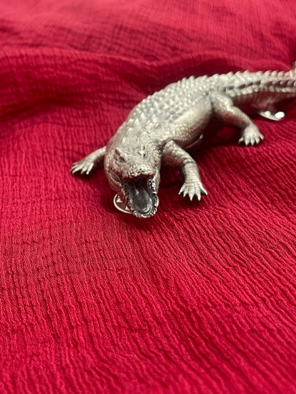 92.5 Silver Crocodile Shoulder Brooch | Unique Statement Design | Jewellery