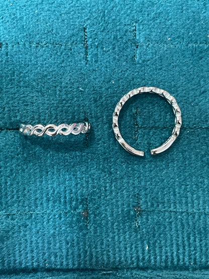 92.5 Silver Twist Toe Rings | Stylish Modern Design | Elegant Foot Jewellery