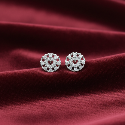 92.5 Silver Round Shape Earrings | Stylish Classic Design | Elegant Jewellery