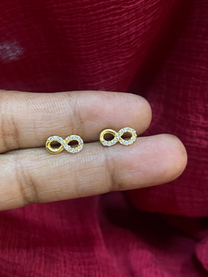 925 Silver Gold Plated Infinity Studs for Women | Minimalist Design