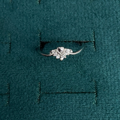 92.5 Silver Clear Stone Chevron Ring for Women - Size 14