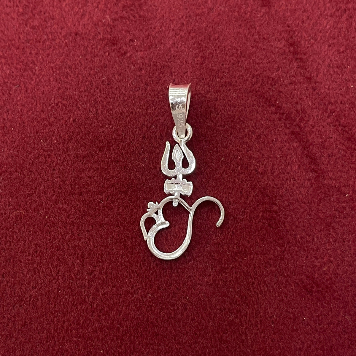 92.5 Sterling Silver Trishul Om Pendant