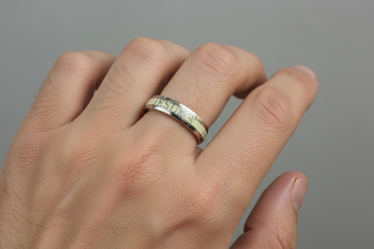 92.5 Silver JESUS Men’s Ring Size 16 | Stylish Spiritual Design | Elegant Jewellery