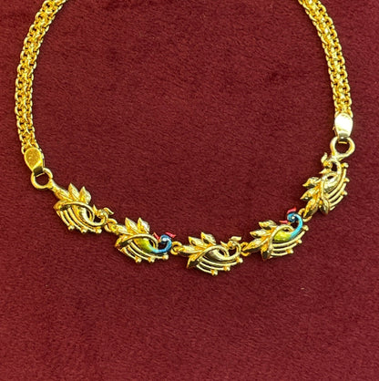 92.5 Silver Gold Plated Enamel Peacock Motif Bracelet for Women