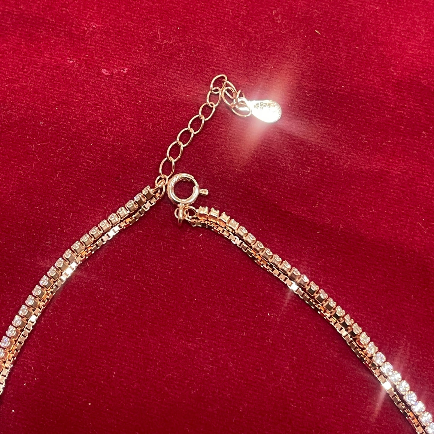 92.5 Silver Rose Gold-Plated Double Layer Anklet Pair