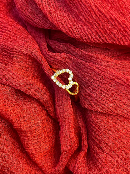 Gold Plated Silver Double Heart Ring Size 10