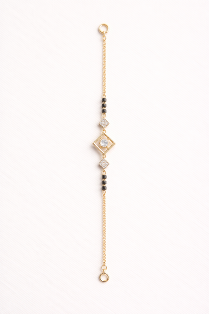 92.5 Silver Minimal Black Bead Bracelet | Elegant Simple Design | Jewellery