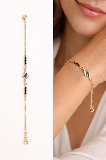 92.5 Silver Black Bead Bracelet | Elegant Traditional Design | Jewellery
