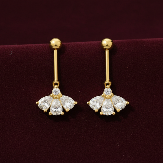 92.5 Silver Gold Plated  Three Leaf Bugadi Pair | Stylish Floral Design | Jewellery