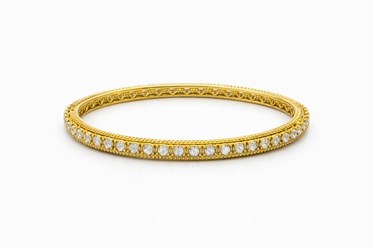 Classic CZ Gold Plated Silver Bangle