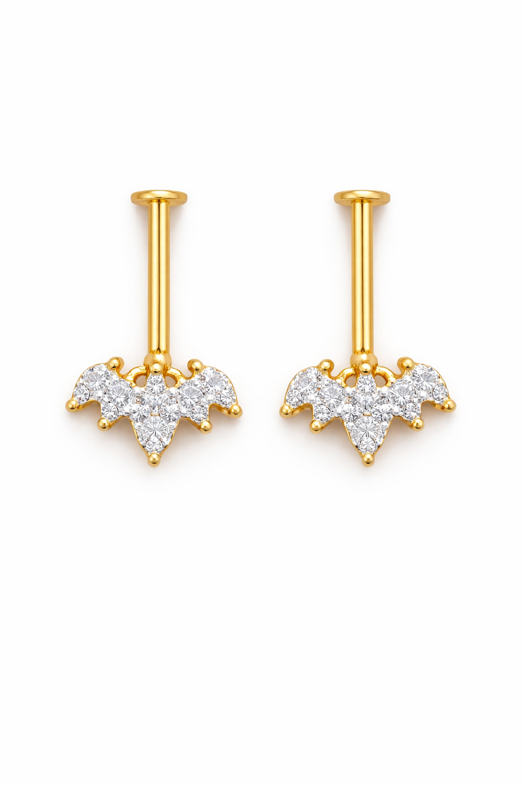 92.5 Silver Gold Plated Crown Bugadi Piar | Upper Ear Elegant Design | Jewellery