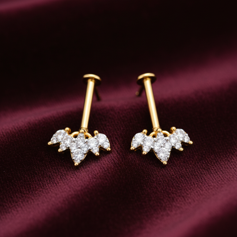 92.5 Silver Gold Plated Crown Bugadi pair | Upper Ear Elegant Design | Jewellery