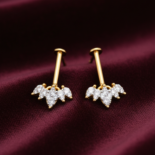 92.5 Silver Gold Plated Crown Bugadi pair | Upper Ear Elegant Design | Jewellery
