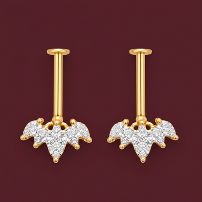 92.5 Silver Gold Plated Crown Bugadi Piar | Upper Ear Elegant Design | Jewellery