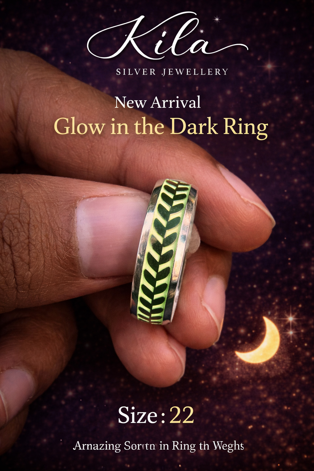 92.5 Silver Glow in the Dark Leaf Ring | Unique Stylish Design | Jewellery