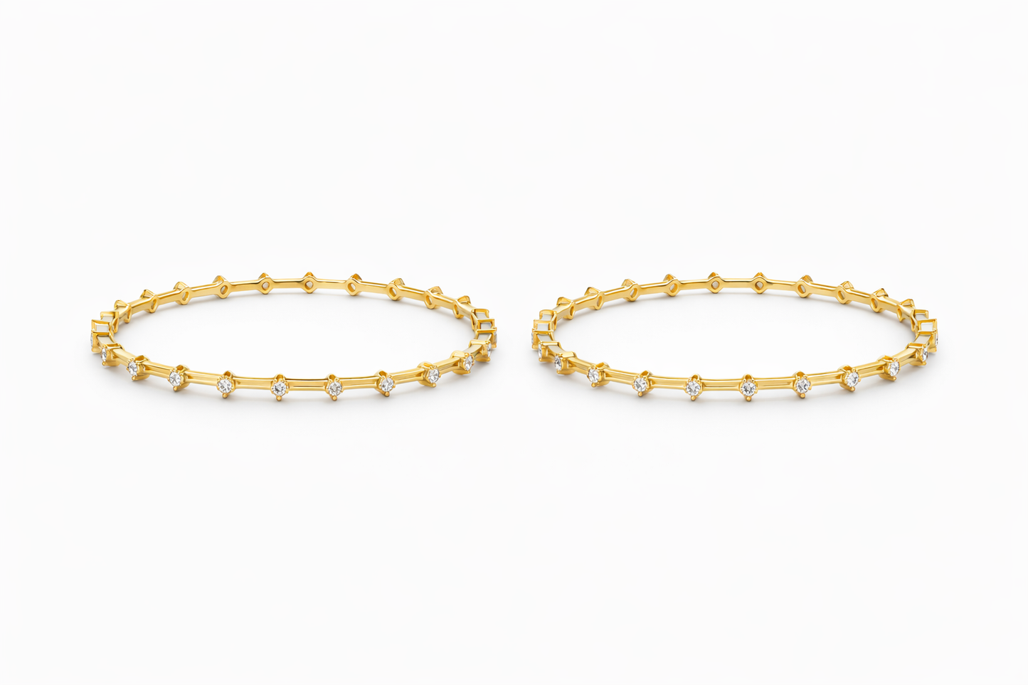 92.5 Silver Minimal White CZ Gold Plated Bangles | Elegant Pair Design | Jewellery
