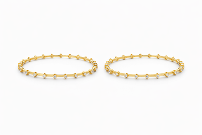 92.5 Silver Minimal White CZ Gold Plated Bangles | Elegant Pair Design | Jewellery