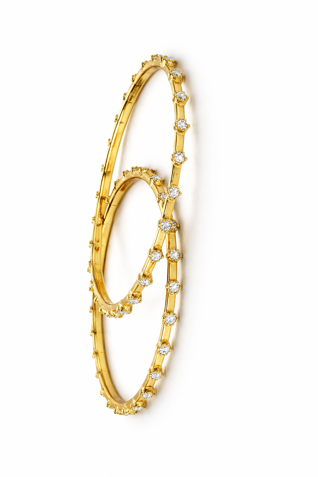 92.5 Silver Minimal White CZ Gold Plated Bangles | Elegant Pair Design | Jewellery
