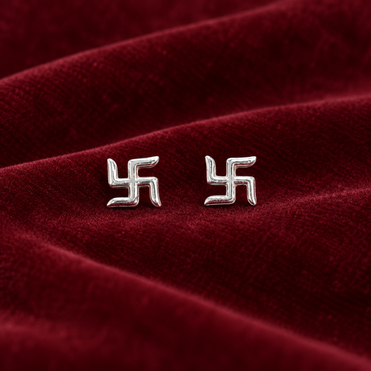 92.5 Silver Swastik small Second Studs | Stylish Spiritual Design | Elegant Jewellery pair