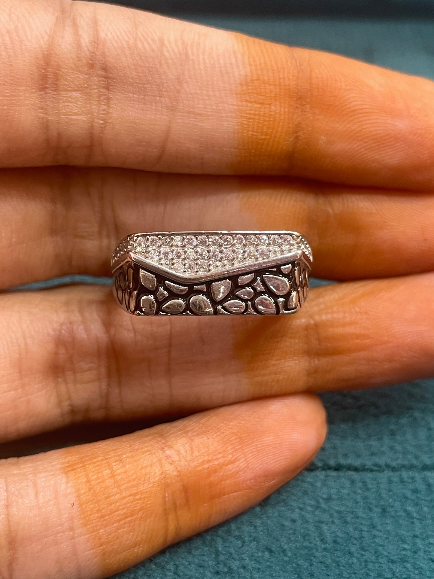 92.5 Silver Oxidised Men’s Ring Size 19 | Stylish Bold Vintage Finish | Elegant Jewellery