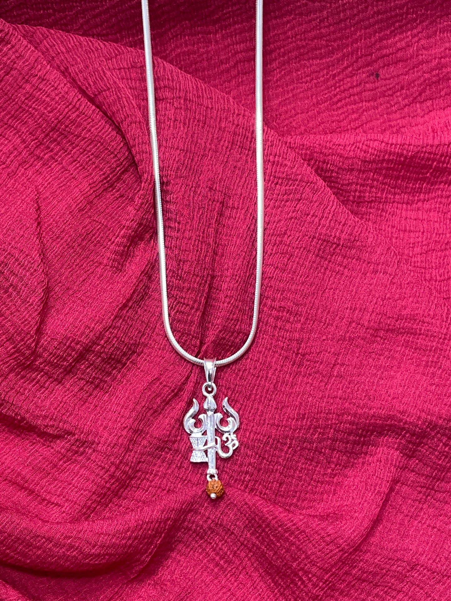 92.5 Silver Trishul Design Pendant for Men & Women – Traditional Temple Style