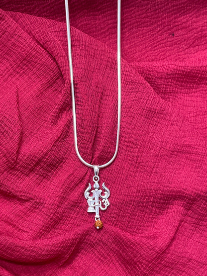 92.5 Silver Trishul Design Pendant for Men & Women – Traditional Temple Style