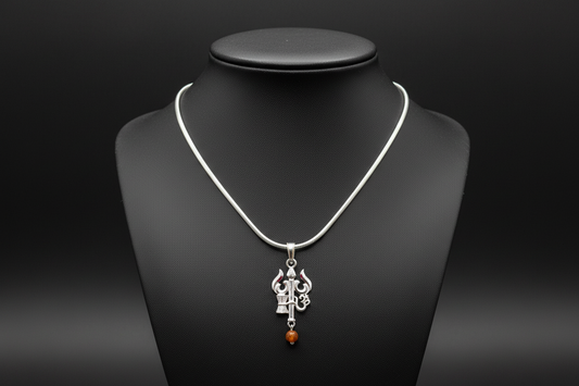 92.5 Silver Trishul Design Pendant for Men & Women – Traditional Temple Style