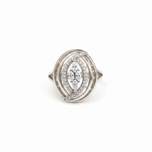 92.5 Silver White Stone Ring for Women Size 18 | Stylish Elegant Design | Premium Jewellery