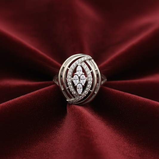 92.5 Silver White Stone Ring for Women Size 18 | Stylish Elegant Design | Premium Jewellery