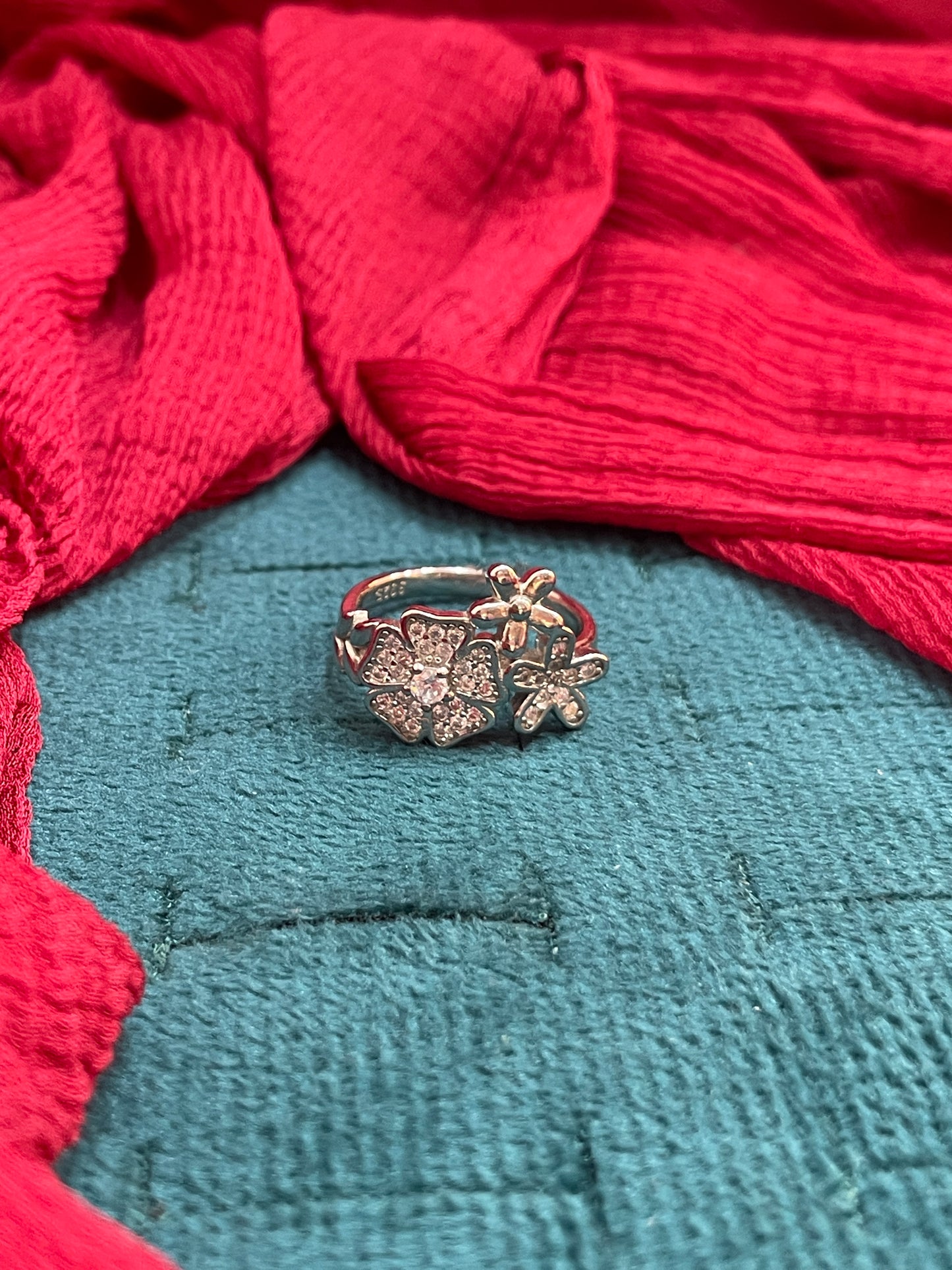 92.5 Silver Classy Flower Ring for Women Size 12 | Elegant Floral Design | Stylish Jewellery