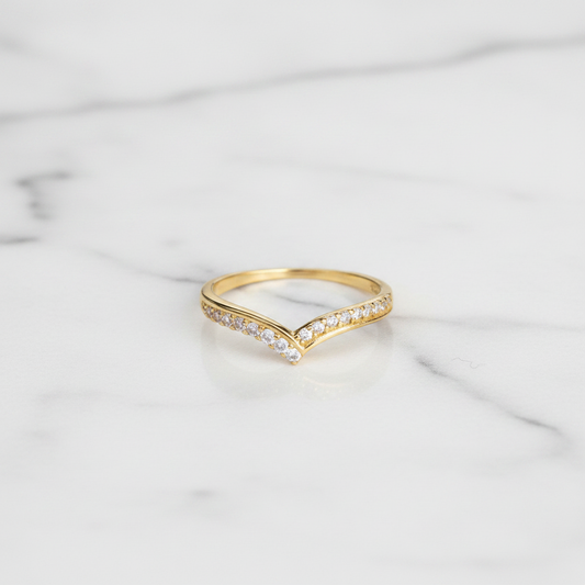 92.5 Sterling Silver Gold Plated Asymmetric Crossover Finger Ring