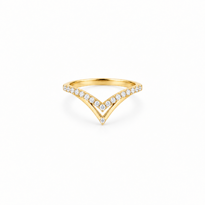 92.5 Silver with Gold Plating Dual Line V Ring for Women