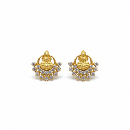92.5 silver Gold-Plated Lakshmi Temple Stud Earrings