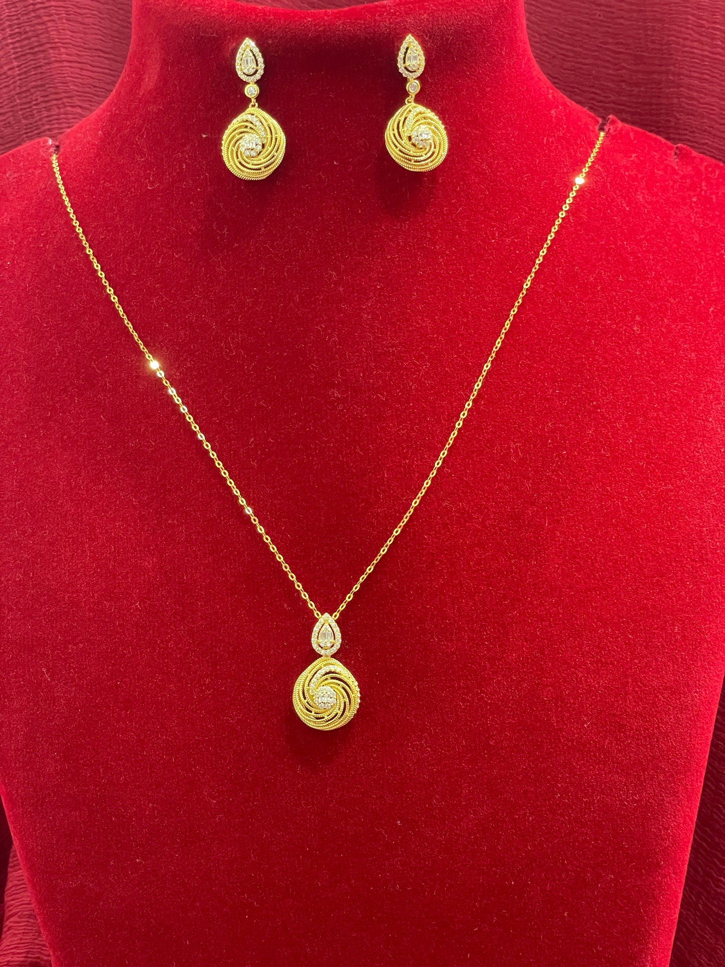 92.5 Silver Gold Plated Minimal Chain and Earrings Set for Women | Elegant Matching Jewellery Set