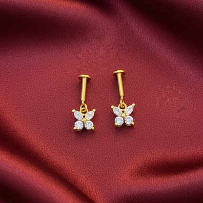 92.5 Silver Gold Plated Butterfly Hanging Bugadi Pair| Elegant Drop Design | Jewellery