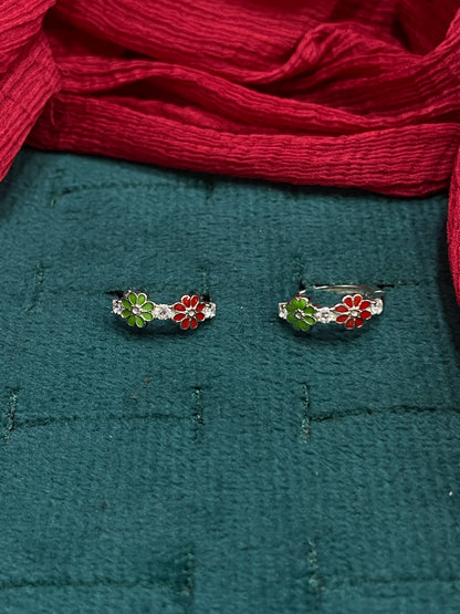 92.5 silver classy stylish flower bali earrings
