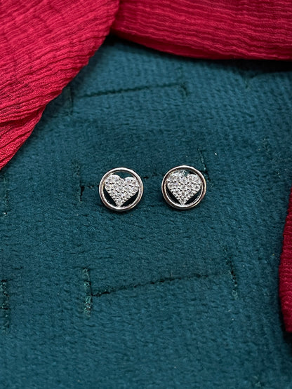 92.5 Silver Heart Shape Studs | Stylish Elegant Design | Jewellery
