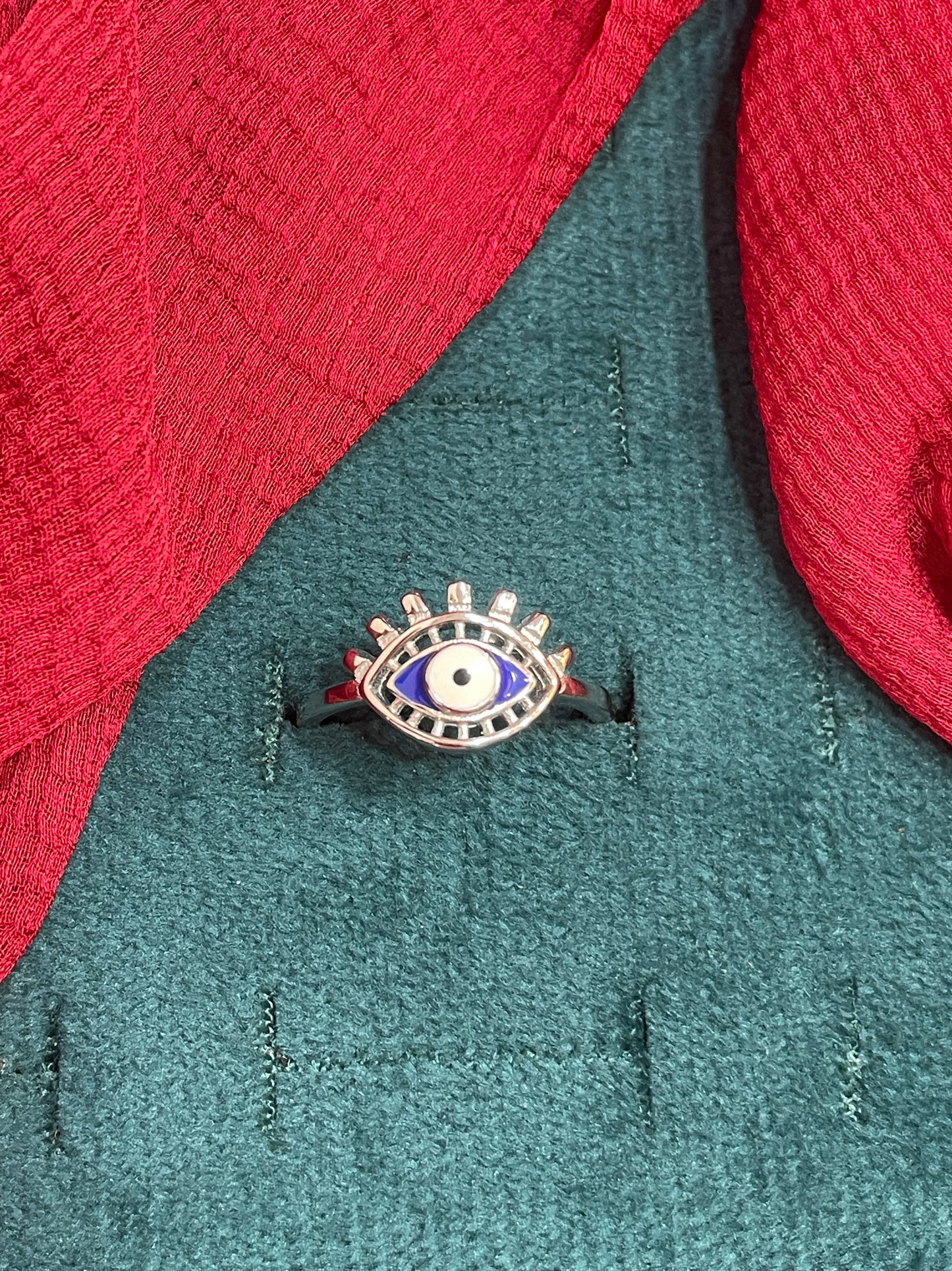 92.5 Silver Evil Eye Ring for Women Size 17 | Stylish Protective Design | Trendy Jewellery