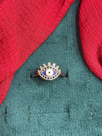 92.5 Silver Evil Eye Ring for Women Size 17 | Stylish Protective Design | Trendy Jewellery